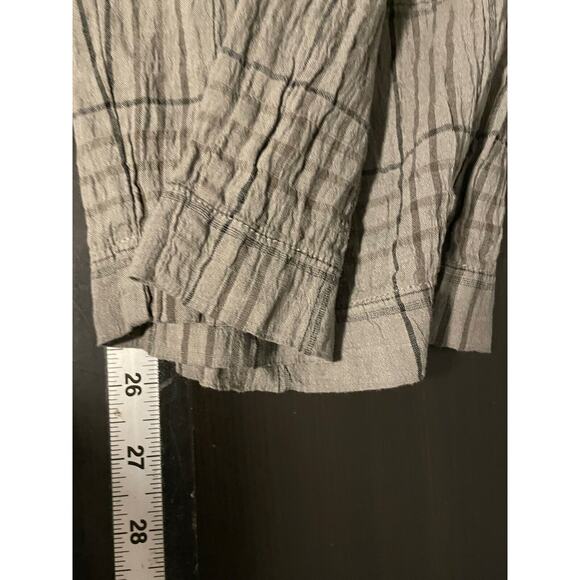 Transit Par Such Womens Pants Medium Gray Linen Plaid Tapered Leg Avant Garde - Picture 6 of 7